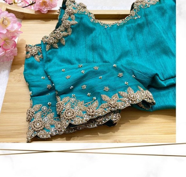 Pot neck maggam work Blouse