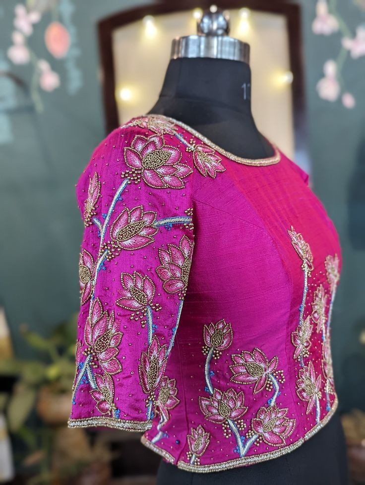 Latest Pink Maggam work Blouse