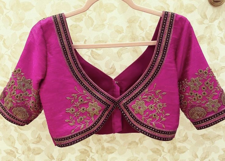 V Neck Maggam Work Blouse