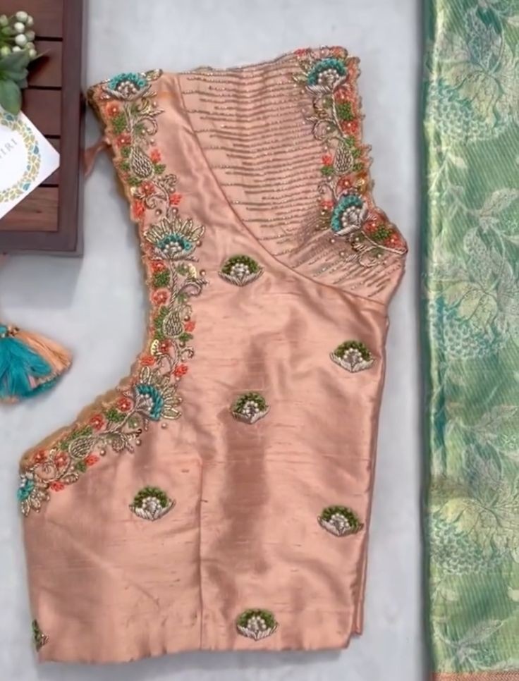Peach Designer Work Blouse