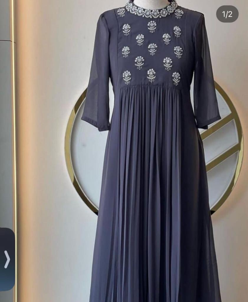 Grey High Neck Frock