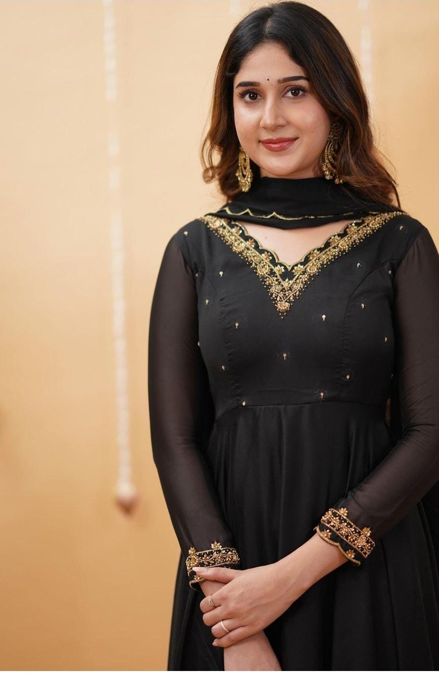 Sassy Black Designer Long Gown