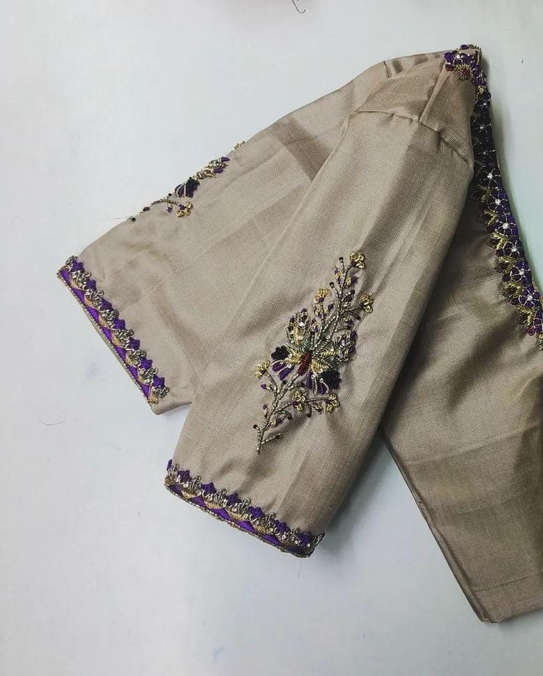 Graceful Grey Simple Maggam Elegance