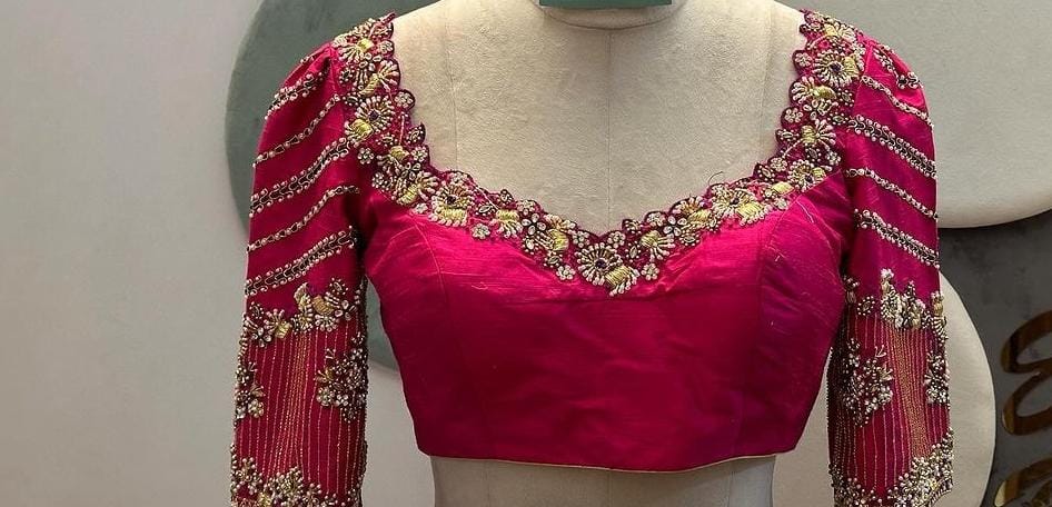 Red Intricate Maggam Work Blouse