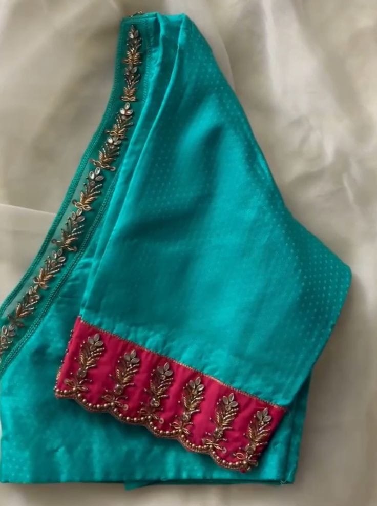 Tale Blue Designer Maggam Work Blouse