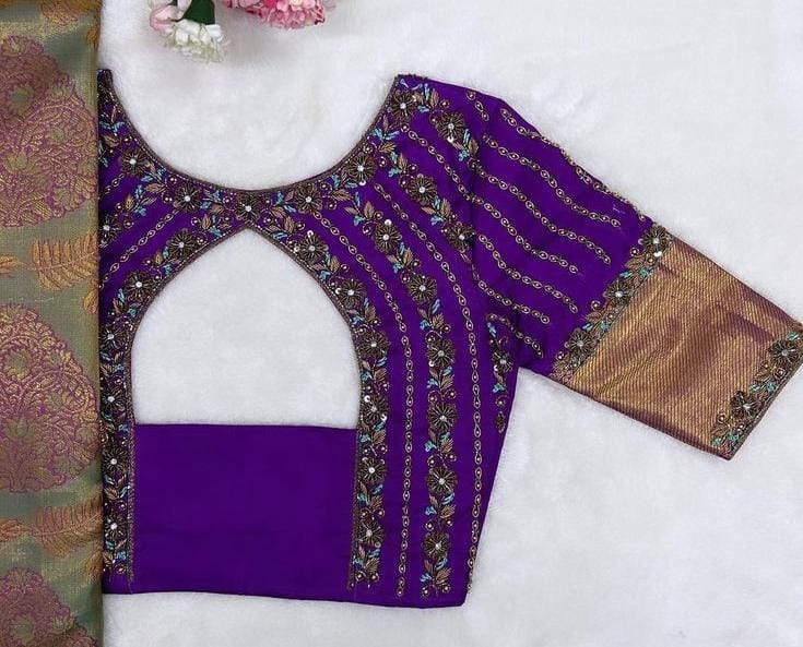 Purple Latest Zardosi Work Blouse