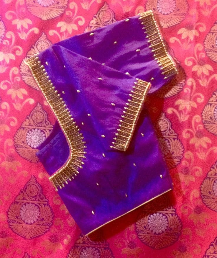 Simple Elegant Purple Maggam Blouse