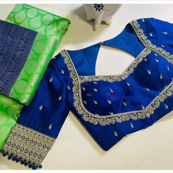 Azure Elegance Maggam Blouse
