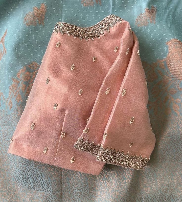 Peach Designer Work Blouse