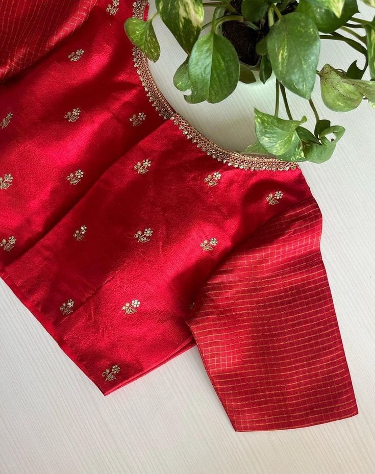 Red Designer Maggam Blouse