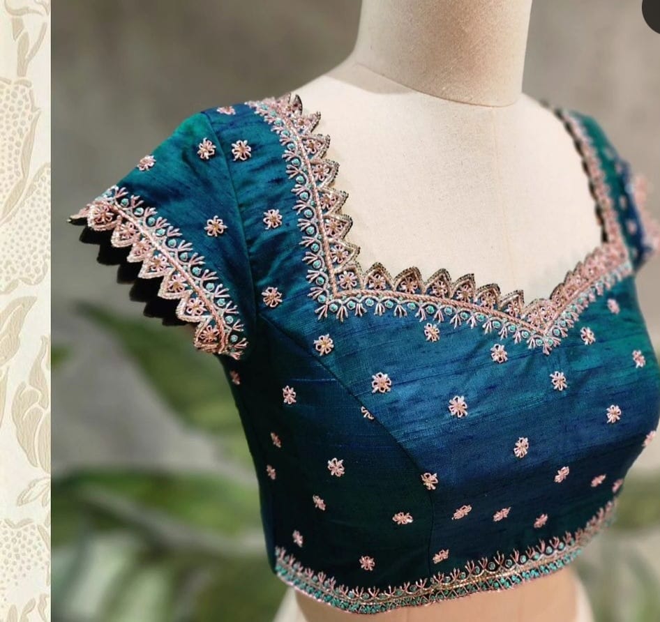 Green Cutwork Maggam Blouse