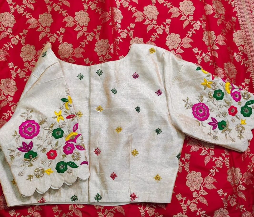 Ethereal Half-White Threadwork Blouse