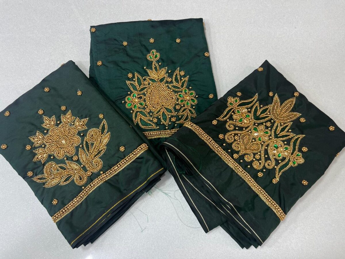 Simple Shamrock Maggam Blouse 2