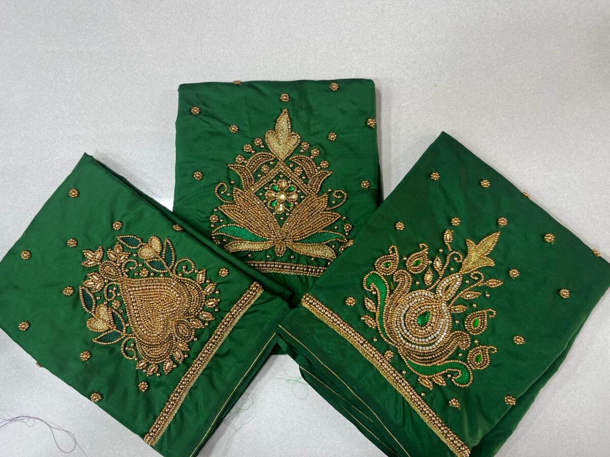 Simple Shamrock Maggam Blouse 5