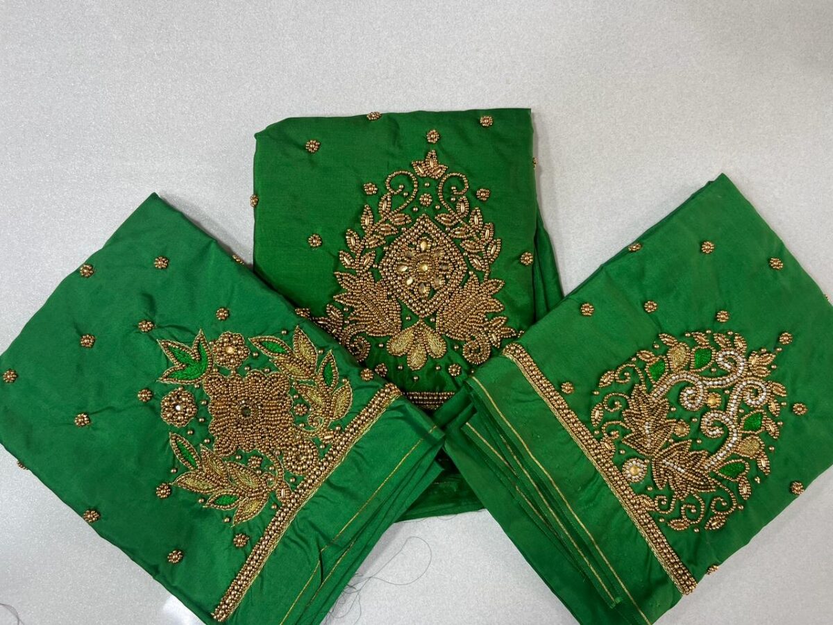 Simple Shamrock Maggam Blouse 6