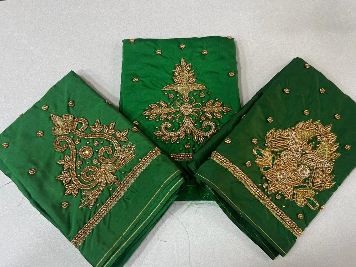 Simple Shamrock Maggam Blouse 7
