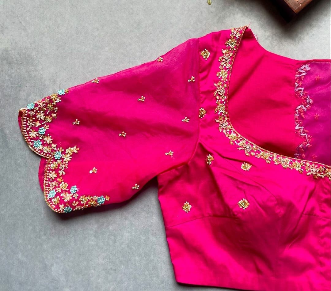 Blush Pink Maggam Work Blouse - Elegance in Every Thread