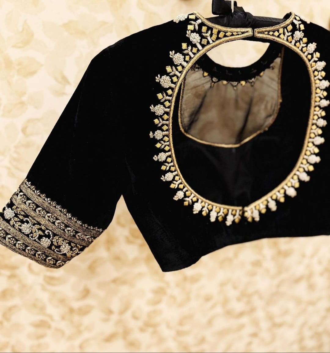 Midnight Black Maggam Blouse - Image 2