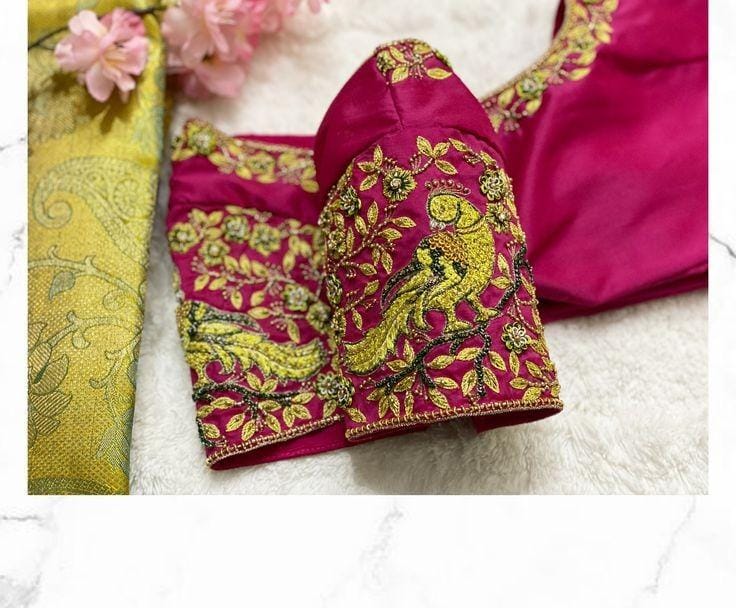 Peacock Perfection – Pink Zardosi Blouse Special Offer