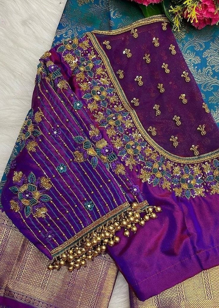 Mystic Elegance – Purple Net Blouse for Bold Brides