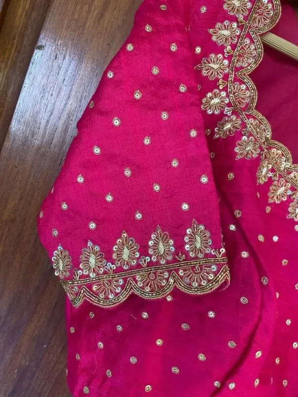 Graceful Pink Cutwork Maggam Blouse – A Timeless Elegance