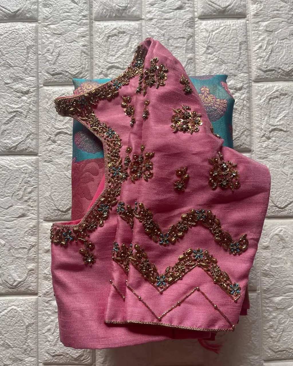 Onion Pink Glow – Designer Boat Neck Blouse