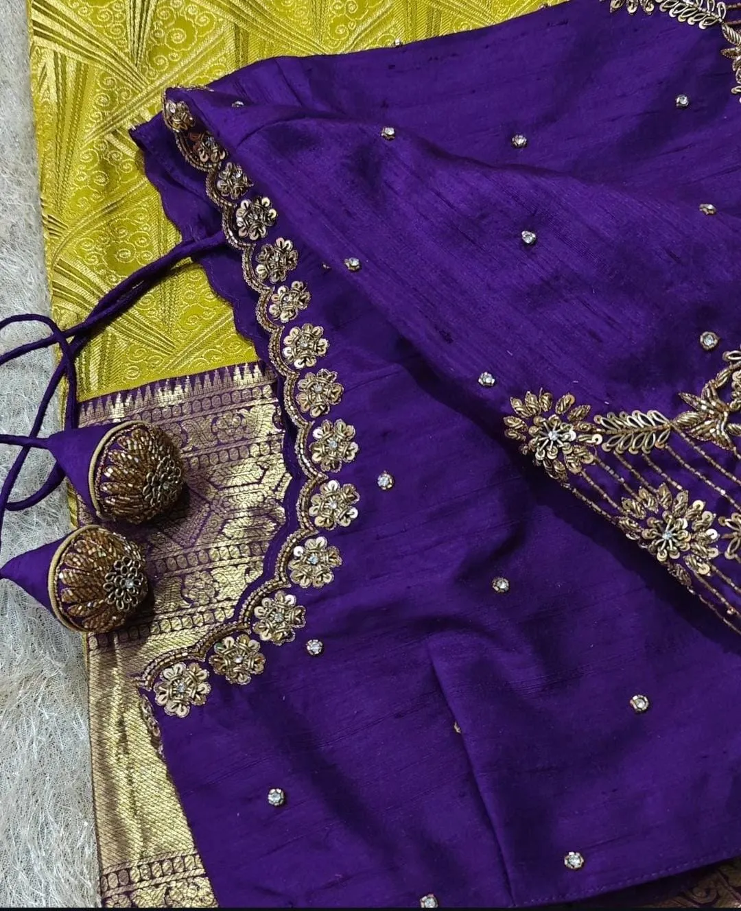 Royal Purple Zardosi Blouse - A Maggam Work Masterpiece