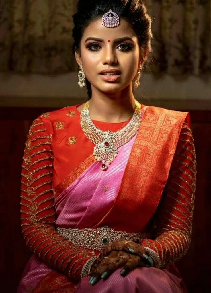 Scarlet Grace – High Neck Bridal Blouse with Full Sleeves