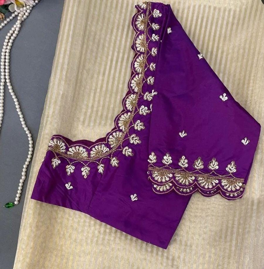 Majestic Purple – Silver Work Cutwork Blouse - Image 2