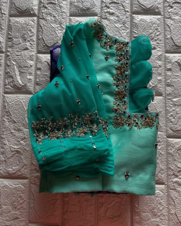 Mystic Charm – Rama Green Fancy Maggam Blouse