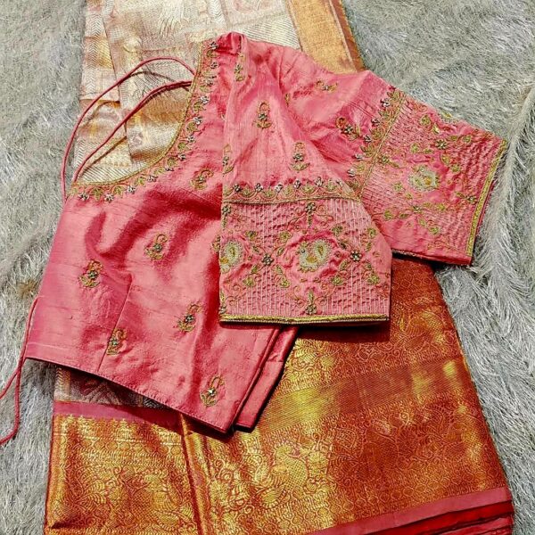 Timeless Beauty – Peach Peacock Embellished Blouse