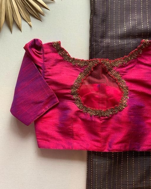 Timeless Beauty – Magenta Pink Raw Silk Boat Neck Blouse