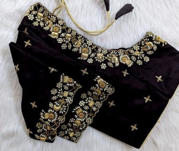 Timeless Elegance – Black Cutwork Aariwork Blouse