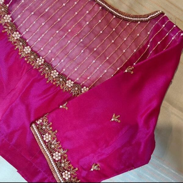 Chic Pink Zardosi Net Blouse Perfect for Party Wear