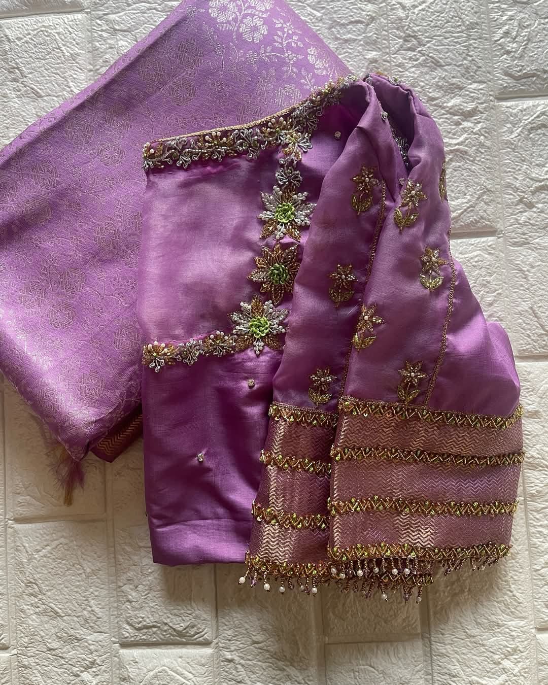 Lavender Net Maggam Work Blouse – Ethereal Elegance for Every Occasion