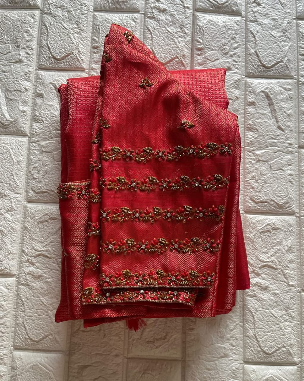 Handcrafted Red Zardosi Work Blouse for Festive Wear