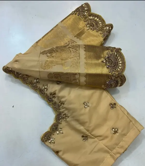 Affordable Gold Cutwork Multipurpose Blouse – Versatile Elegance