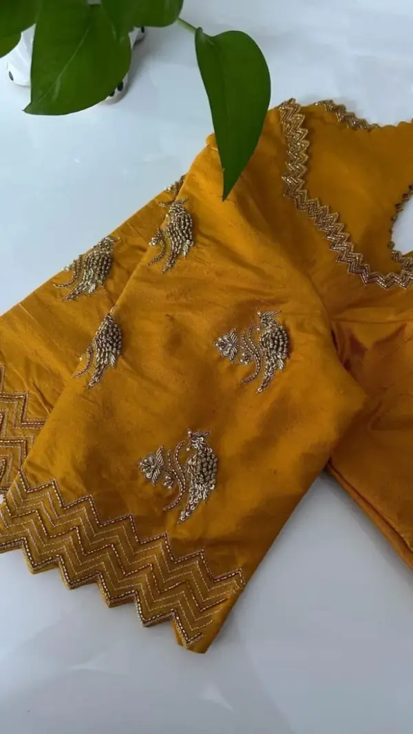 Dazzling Golden Yellow Party Wear Blouse for a Glamorous Look