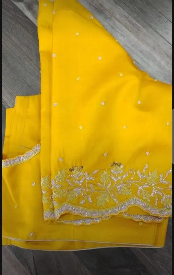 Dazzling Yellow Cutwork Blouse for Weddings