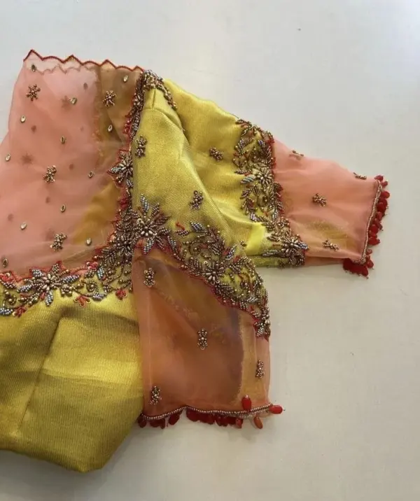 Exclusive Yellow High Neck Net Blouse – Flaunt Your Style Power