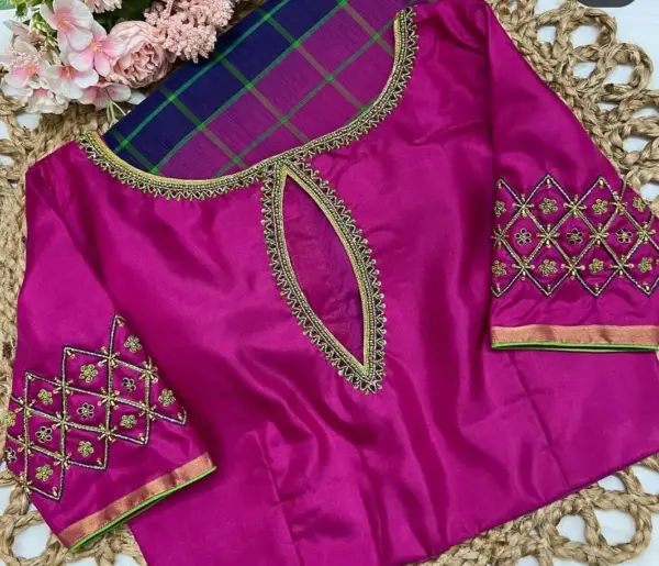 Exquisite Rani Pink Maggam Work Blouse for Bridal Glamour