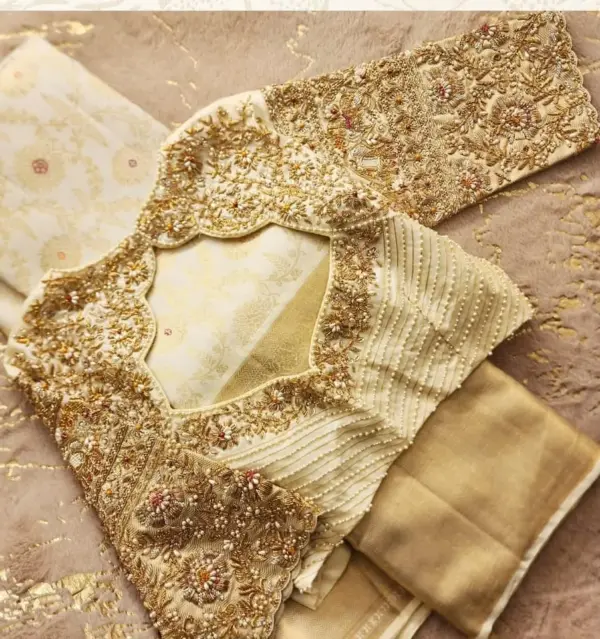 Golden Bridal Wedding Blouse – Radiance and Royalty for Your Big Day