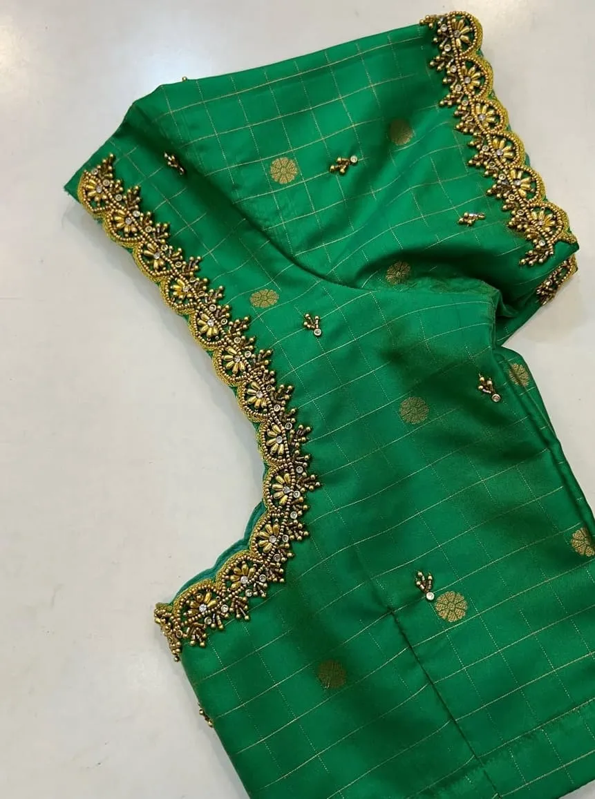 Green Cutwork Blouse – Intricate Designs for Effortless Elegance