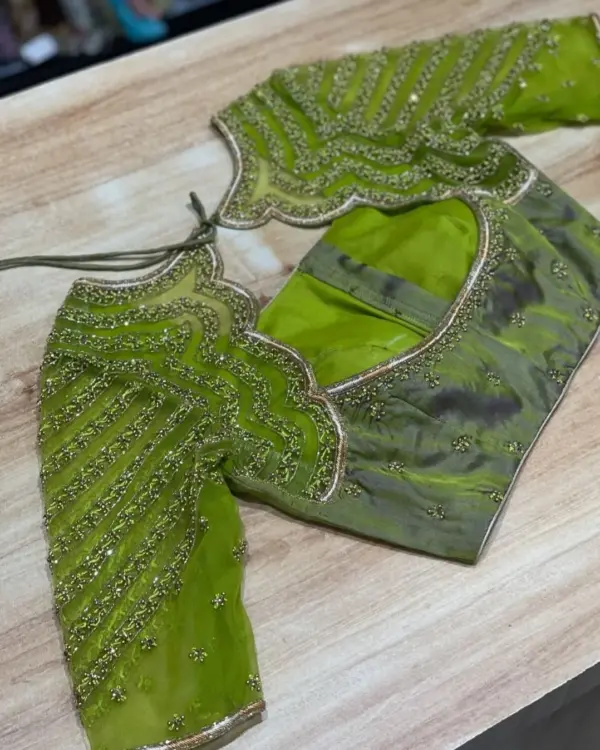 Green Whisper – Net Blouse Perfection