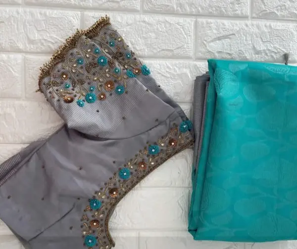 Grey Aari Work Festive Wear Blouse – Effortless Elegance for Every Celebration