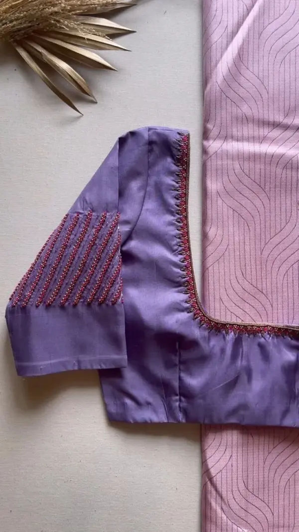 Handcrafted Lilac Work Blouse for a Sophisticated Look