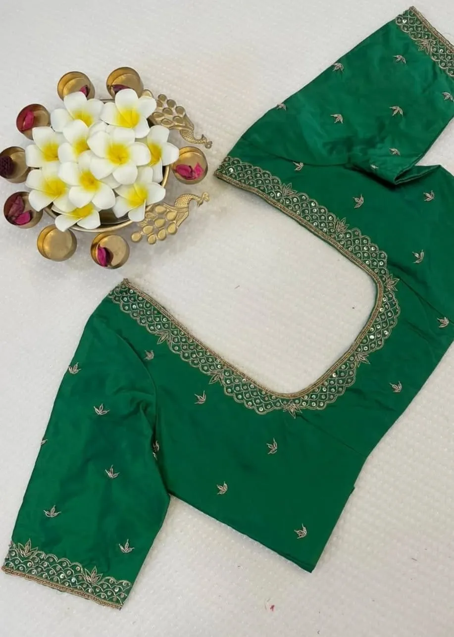 Jade Serenity – Simple Aari Work Blouse