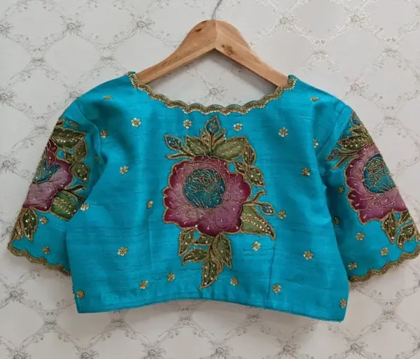 Product Name: Designer Bottle Green Party Blouse with Minimal Work