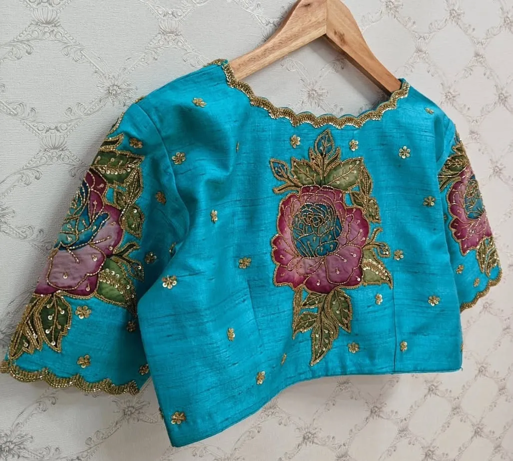 Product Name: Designer Bottle Green Party Blouse with Minimal Work