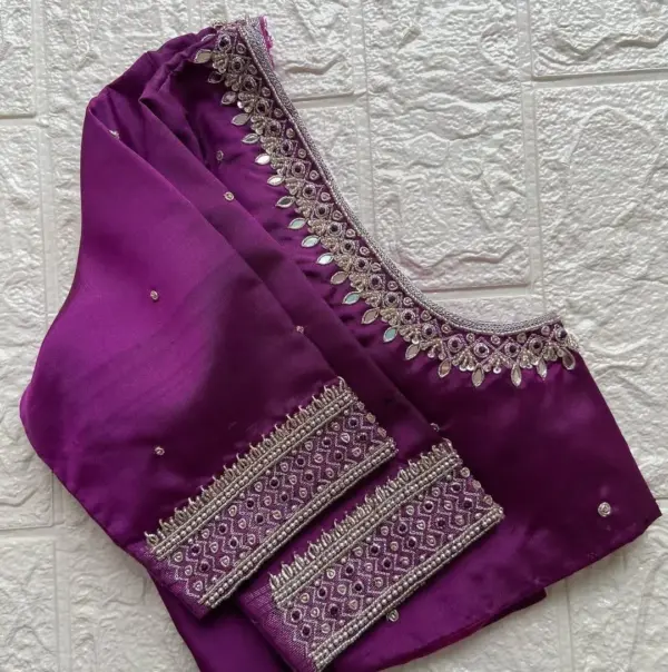 Purple Pink Maggam Work Blouse for Everyday Elegance